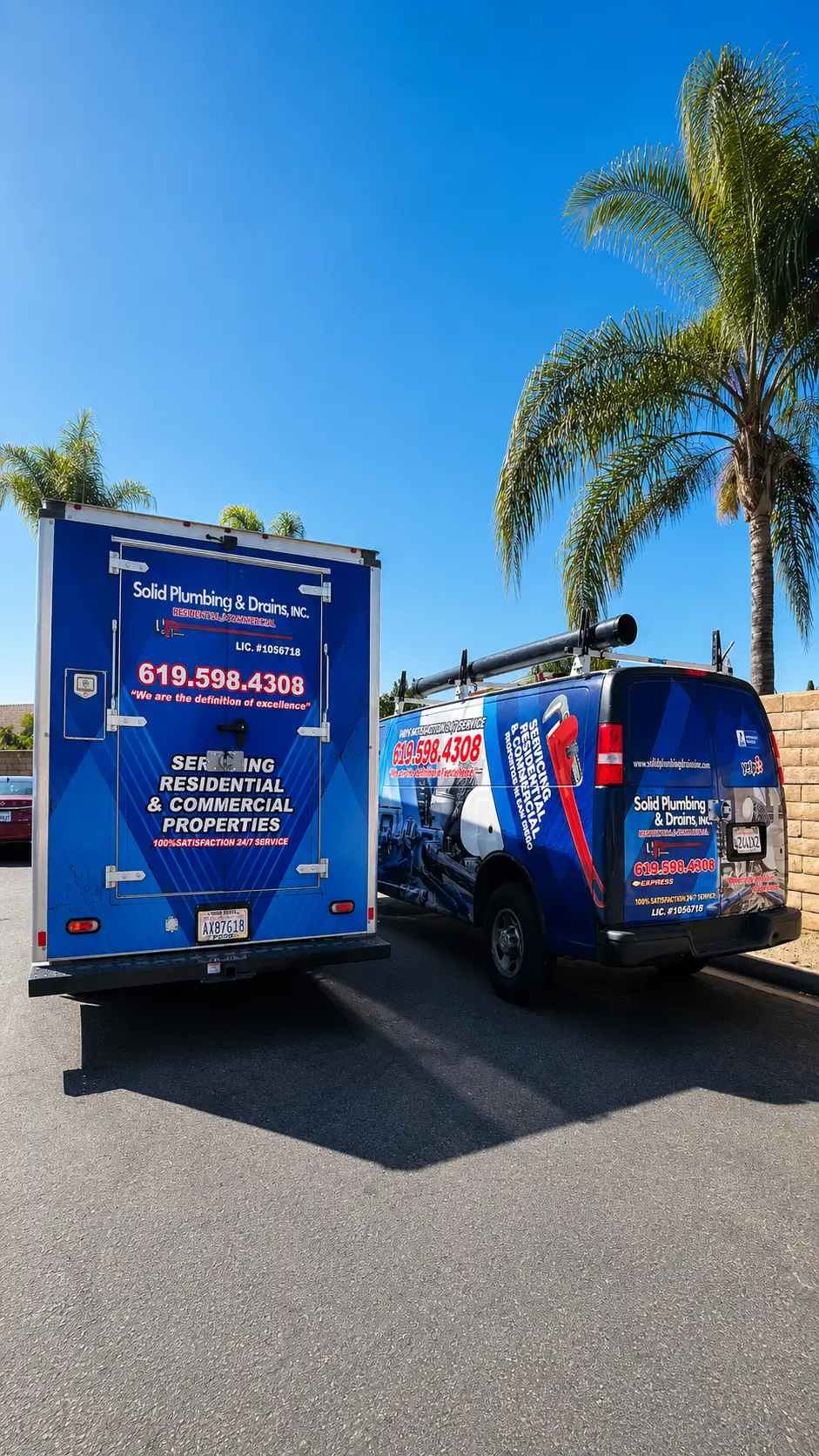 Solid Plumbing & Drains service truck in San Diego