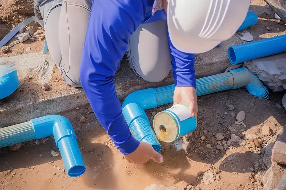 Man digging near sewer line