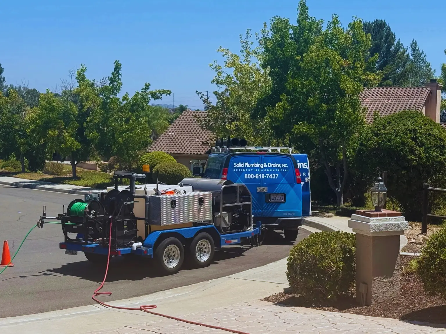 Solid Plumbing & Drains hydro jetting equipment at a residential property
