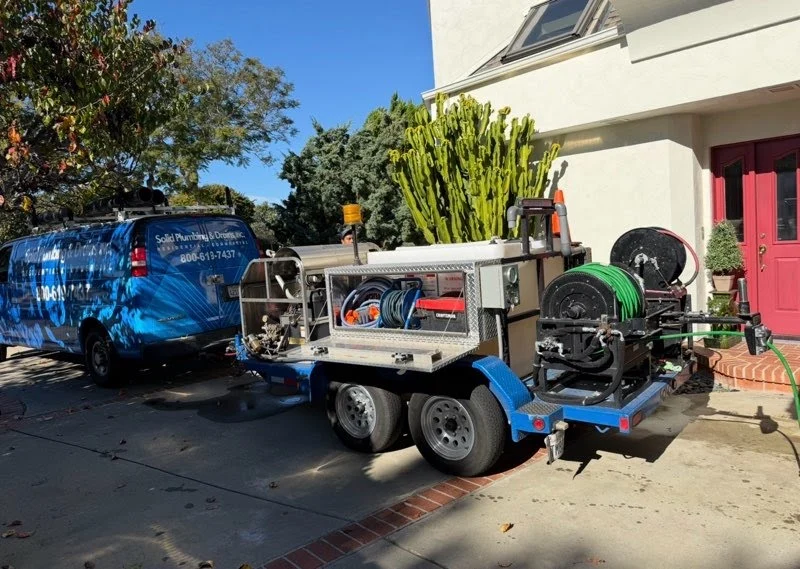 Hydro jetting equipment set up for professional drain cleaning service