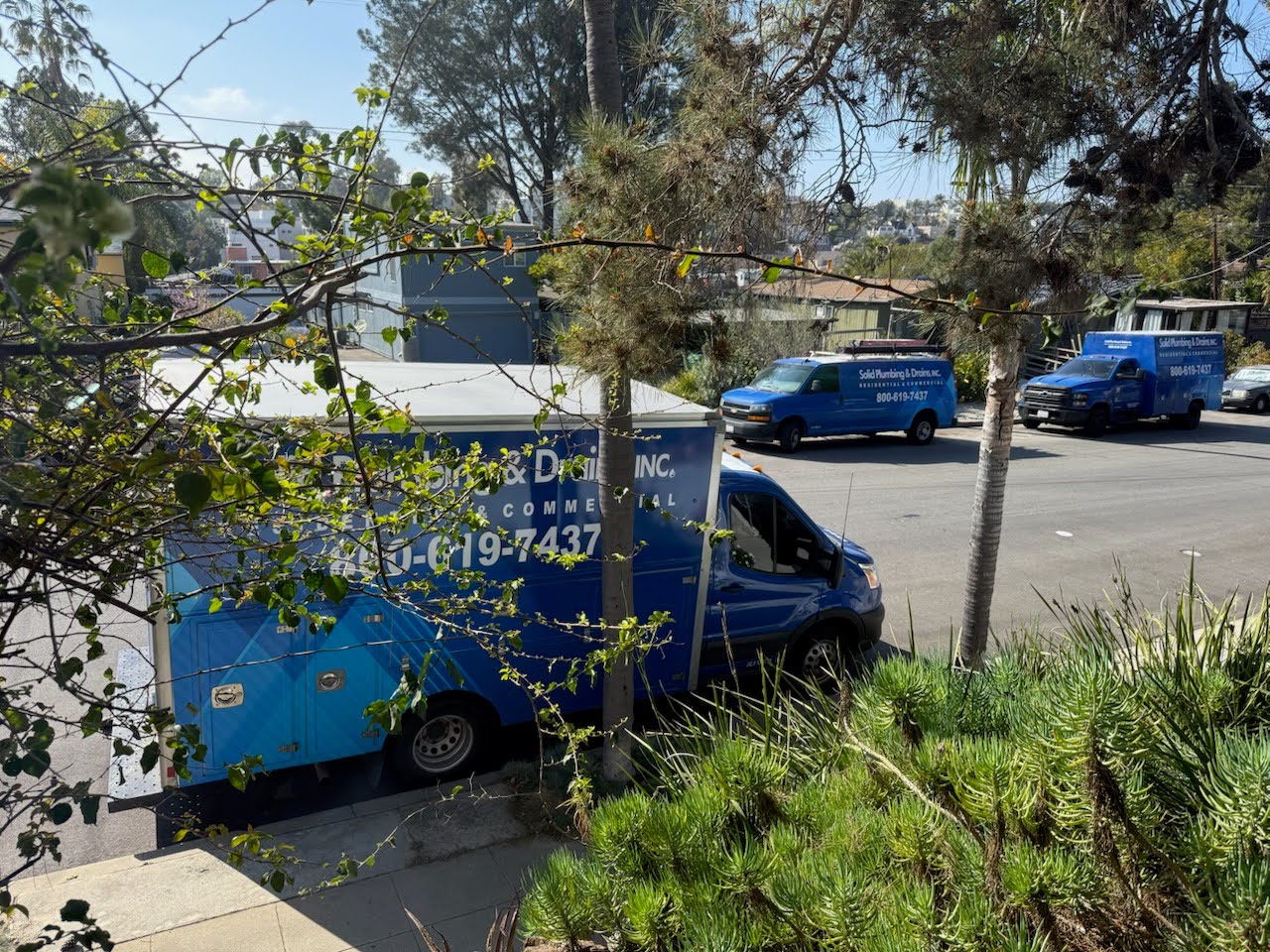 Solid Plumbing service trucks providing residential plumbing service