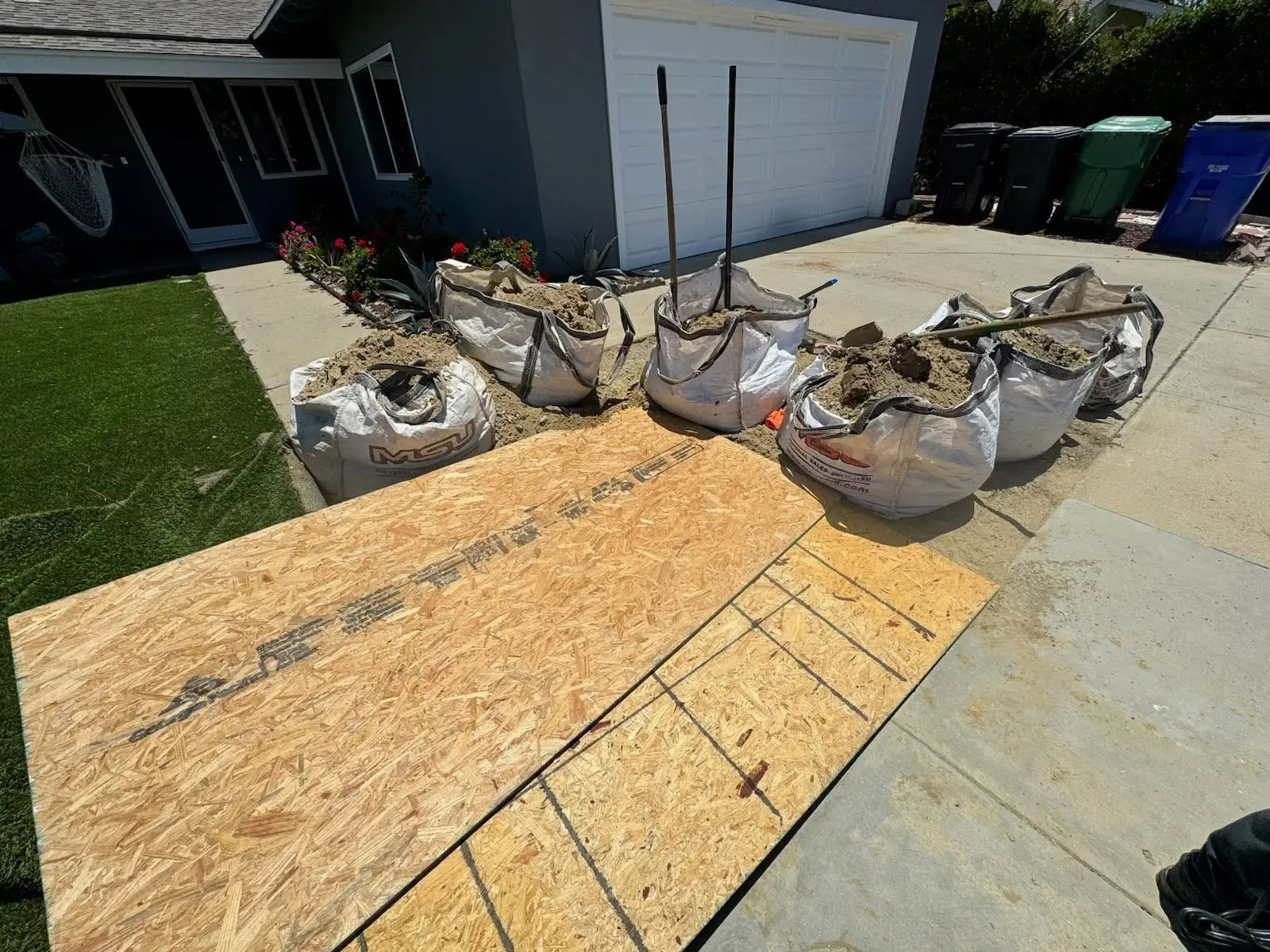 Residential sewer excavation and underground plumbing worksite